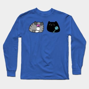 Black Kitten and Gray Tabby Kitten Long Sleeve T-Shirt